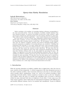 Query-time Entity Resolution Indrajit Bhattacharya Lise Getoor