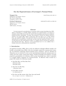 On the Expressiveness of Levesque’s Normal Form Yongmei Liu Gerhard Lakemeyer