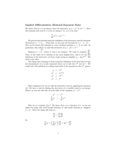 Implicit  Diﬀerentiation  (Rational  Exponent  Rule)
