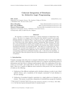 Coherent Integration of Databases by Abductive Logic Programming Ofer Arieli