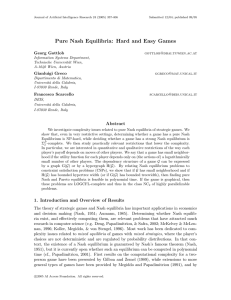 Pure Nash Equilibria: Hard and Easy Games Georg Gottlob Gianluigi Greco