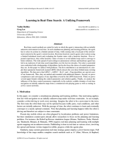 Learning in Real-Time Search: A Unifying Framework Vadim Bulitko @ .