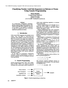 Classifying  Nucleic  Acid  Sub-Sequences as  lntrons ... Using  Genetic  Programming