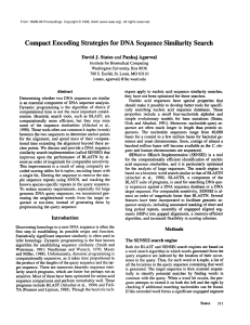 Compact Encoding Strategies  for  DNA Sequence Similarity  Search David J.