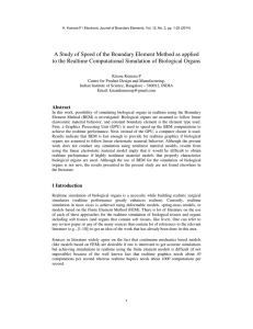 A Study of Speed of the Boundary Element Method as... to the Realtime Computational Simulation of Biological Organs