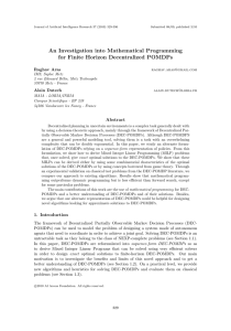 An Investigation into Mathematical Programming for Finite Horizon Decentralized POMDPs Raghav Aras