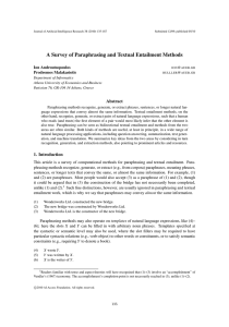 A Survey of Paraphrasing and Textual Entailment Methods Ion Androutsopoulos @ .