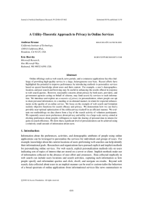 A Utility-Theoretic Approach to Privacy in Online Services Andreas Krause @ .