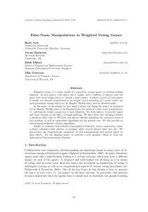 False-Name Manipulations in Weighted Voting Games Haris Aziz Yoram Bachrach Edith Elkind