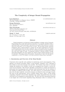 The Complexity of Integer Bound Propagation Lucas Bordeaux George Katsirelos