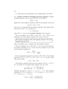 21.  The  Laplace  transform  and ... 21.1.  Laplace transform of impulse and step responses. ...