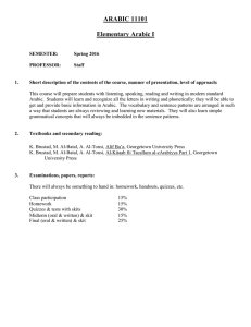 ARABIC 11101  Elementary Arabic I