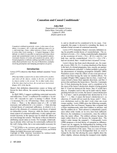 Causation and Causal Conditionals John Bell