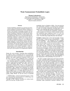 Weak Nonmonotonic Probabilistic Logics Thomas Lukasiewicz