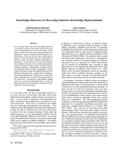 Knowledge Discovery by Reversing Inductive Knowledge Representation Gabriele Kern-Isberner Jens Fisseler