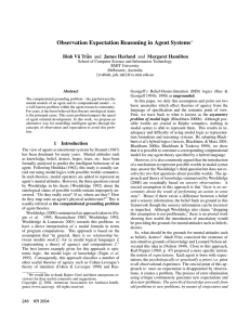 Observation Expectation Reasoning in Agent Systems B`ınh V˜u Tr