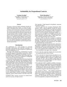 Satisfiability for Propositional Contexts Luciano Serafini Floris Roelofsen