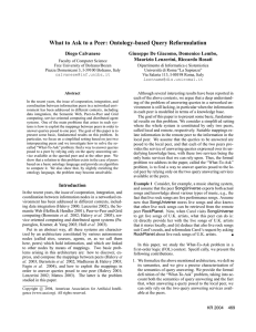 What to Ask to a Peer: Ontology-based Query Reformulation Diego Calvanese