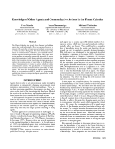 Knowledge of Other Agents and Communicative Actions in the Fluent... Yves Martin Iman Narasamdya Michael Thielscher