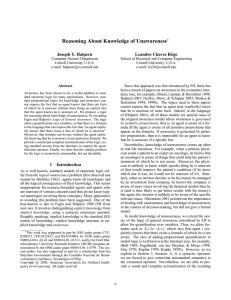 Reasoning About Knowledge of Unawareness Joseph Y. Halpern Leandro Chaves Rˆego