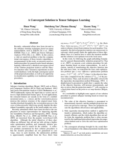 A Convergent Solution to Tensor Subspace Learning Huan Wang Shuicheng Yan ,Thomas Huang