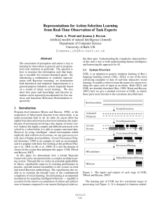 Representations for Action Selection Learning from Real-Time Observation of Task Experts