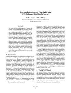 Relevance Estimation and Value Calibration of Evolutionary Algorithm Parameters Abstract