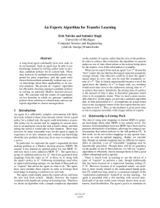 An Experts Algorithm for Transfer Learning