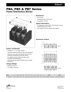 PB4, PB5 &amp; PB7 Series Edison Power Distribution Blocks Mechanical: