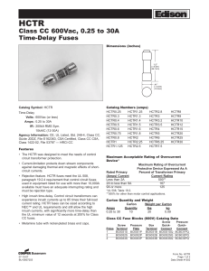 HCTR Edison Class CC 600Vac, 0.25 to 30A Time-Delay Fuses