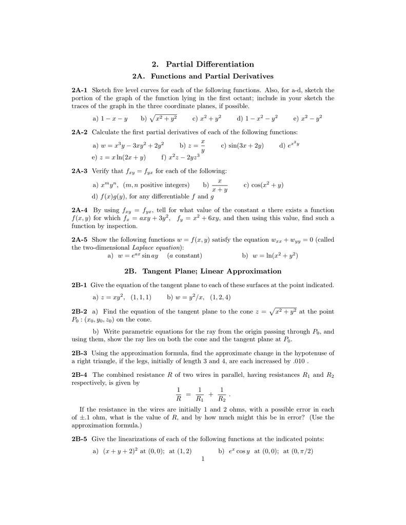 2 Partial Diﬀerentiation