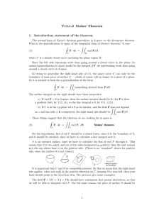 V13.1-2 Stokes’ Theorem 1. Introduction; statement of the theorem.