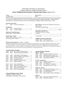 Kent State University at Tuscarawas Early Childhood (PreK-grade 3) Requirement Sheet