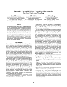 Expressive Power of Weighted Propositional Formulas for Cardinal Preference Modelling Yann Chevaleyre