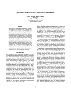 Qualitative decision making with bipolar information Didier Dubois, H´el`ene Fargier