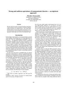 Strong and uniform equivalence of nonmonotonic theories — an algebraic approach
