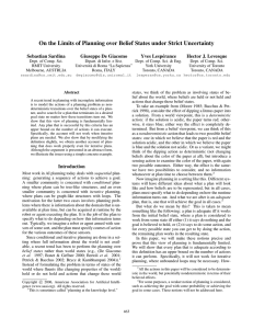 On the Limits of Planning over Belief States under Strict... Sebastian Sardina Giuseppe De Giacomo Yves Lesp´erance