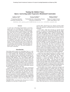 Taming the Infinite Chase: Query Answering under Expressive Relational Constraints Andrea Cal`ı