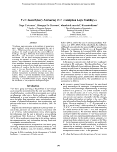 View-Based Query Answering over Description Logic Ontologies Diego Calvanese , Maurizio Lenzerini