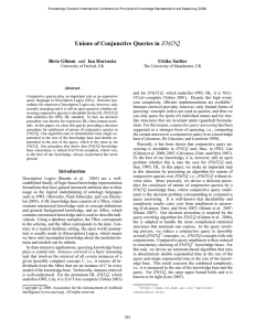 Unions of Conjunctive Queries in SHOQ Birte Glimm Ulrike Sattler