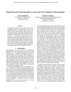 Model-Theoretic Characterization of Asher and Vieu’s Ontology of Mereotopology Torsten Hahmann