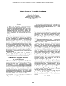 Default Theory of Defeasible Entailment Alexander Bochman