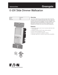 0-10V Slide Dimmer Wallstation Greengate Technical Data Overview
