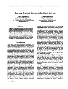 Learning Synthesis Schemes  in  Intelligent Systems