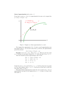 Linear  Approximation  to  ln x  at ... If  you  have  a  curve ...