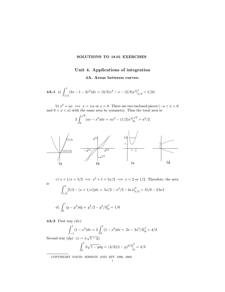 Unit 4 Applications Of Integration