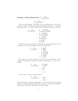 Trig Substitutions Cheat Sheet