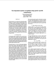 Text-dependent speaker recognition using speaker specific compensation ABSTRACT 560012.