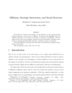 Di¤usion, Strategic Interaction, and Social Structure Final Revision: June, 2010