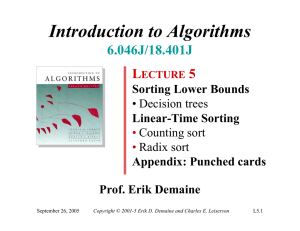 Introduction to Algorithms L 5 6.046J/18.401J
